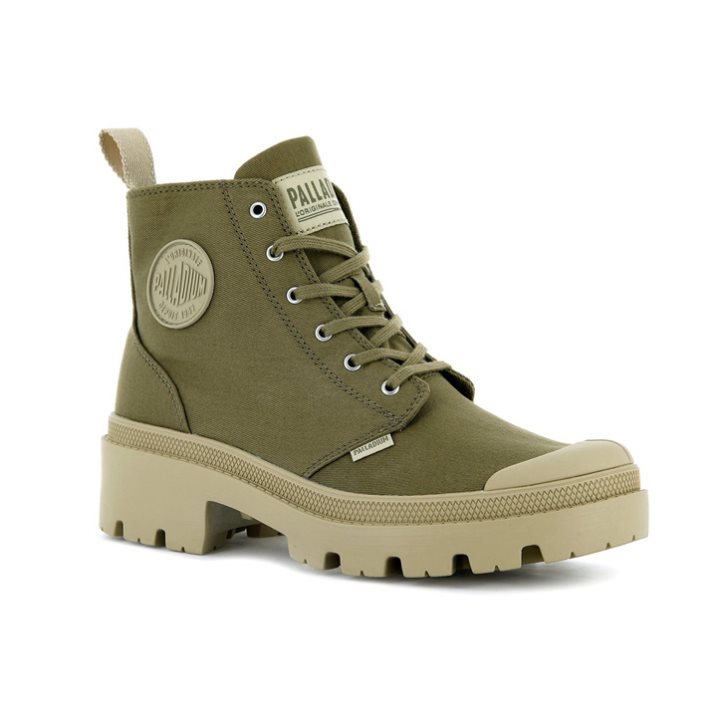 Palladium Pallabase Twill Stiefel Damen Olivgrün | CH-1CMP7