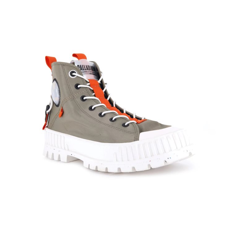 Palladium Pallashock Mid Ticket To Earth Stiefel Herren Olivgrün | CH-8XMB4