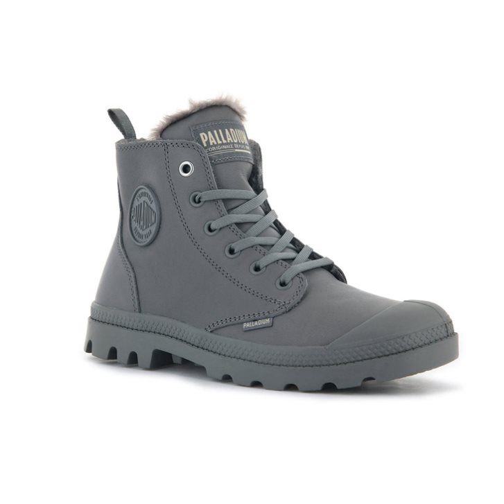 Palladium Pampa Hi Zip Leather S Stiefel Damen Grau | CH-1IGZ6