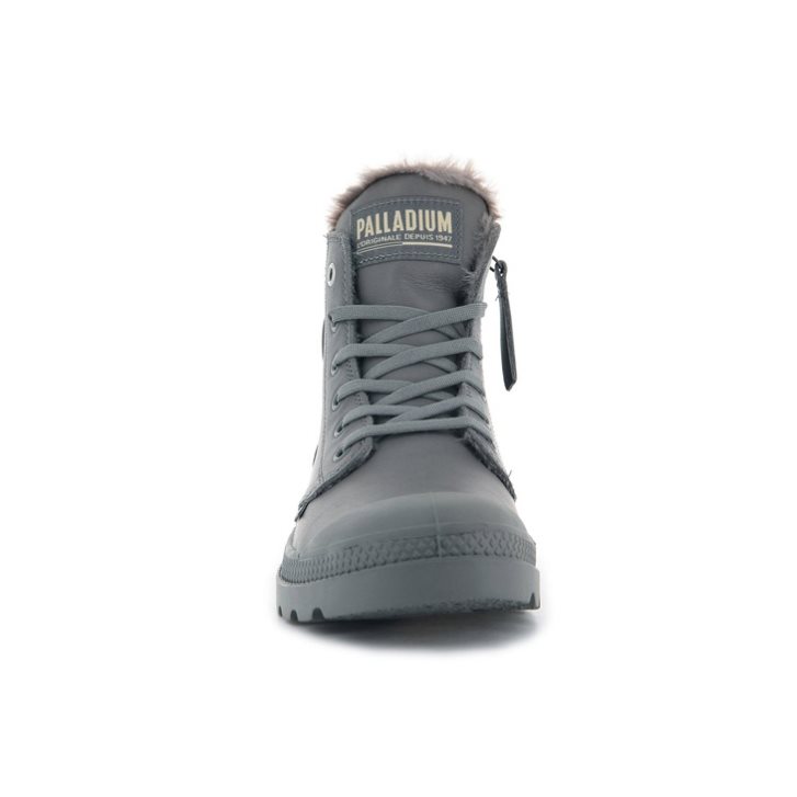 Palladium Pampa Hi Zip Leather S Stiefel Damen Grau | CH-1IGZ6