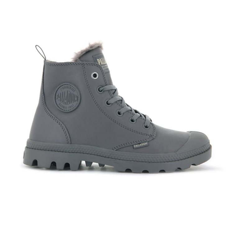 Palladium Pampa Hi Zip Leather S Stiefel Damen Grau | CH-1IGZ6