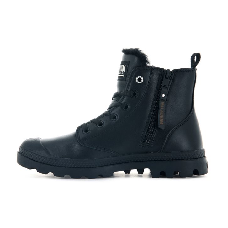 Palladium Pampa Hi Zip Leather S Stiefel Damen Schwarz | CH-7GKB0
