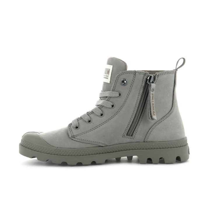 Palladium Pampa Hi Zip Nubuck Stiefel Damen Grau | CH-1SWM4