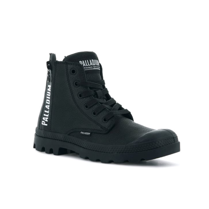 Palladium Pampa Ubn Zips Leather Stiefel Damen Schwarz | CH-7OXP6