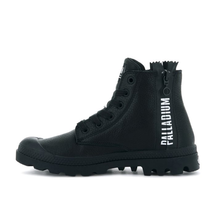 Palladium Pampa Ubn Zips Leather Stiefel Damen Schwarz | CH-7OXP6
