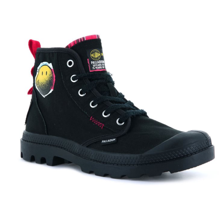 Palladium Pampa X Smiley 1970 Stiefel Damen Schwarz | CH-1YRS5