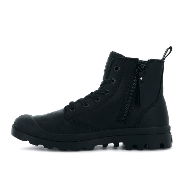 Palladium Pampa Zip Leather ESS Stiefel Damen Schwarz | CH-0AJM2