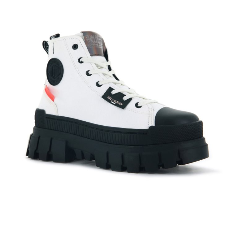 Palladium Revolt Hi TX Plateauschuhe Damen Weiß Schwarz | CH-9HER7