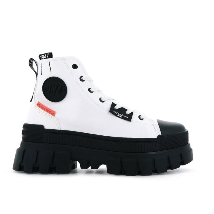 Palladium Revolt Hi TX Plateauschuhe Damen Weiß Schwarz | CH-9HER7
