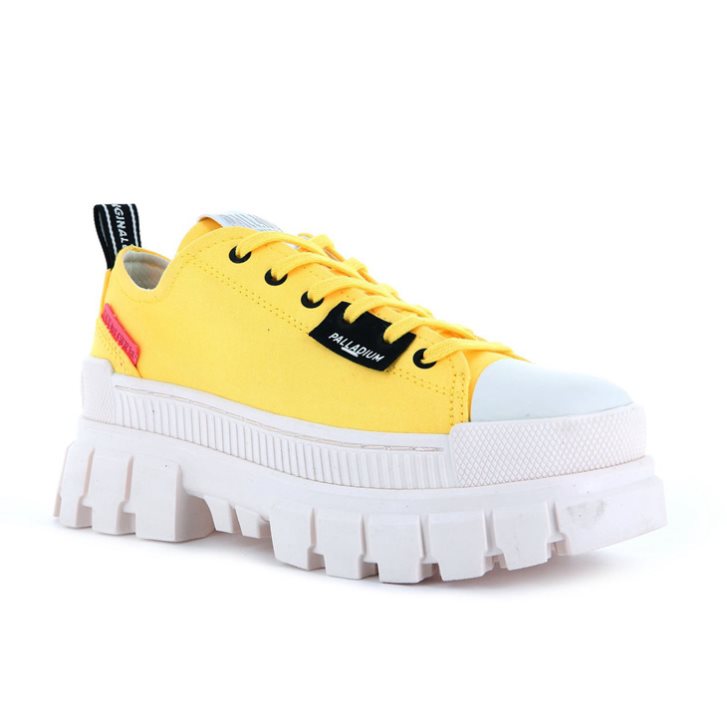 Palladium Revolt LO TX Plateauschuhe Damen Weiß Gelb | CH-2GOT1