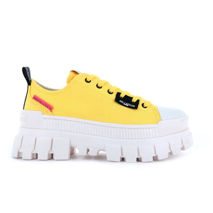 Palladium Revolt LO TX Plateauschuhe Damen Weiß Gelb | CH-2GOT1