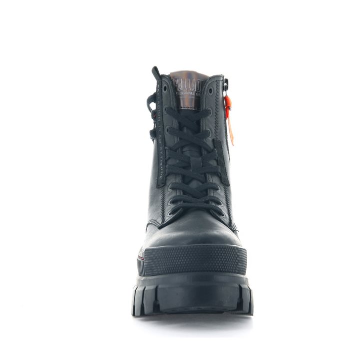 Palladium Revolt Leather Plateauschuhe Damen Schwarz | CH-3VGE8