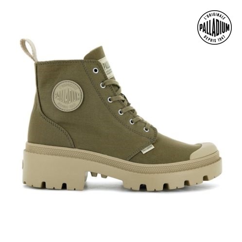 Palladium Pallabase Twill Stiefel Damen Olivgrün | CH-1CMP7