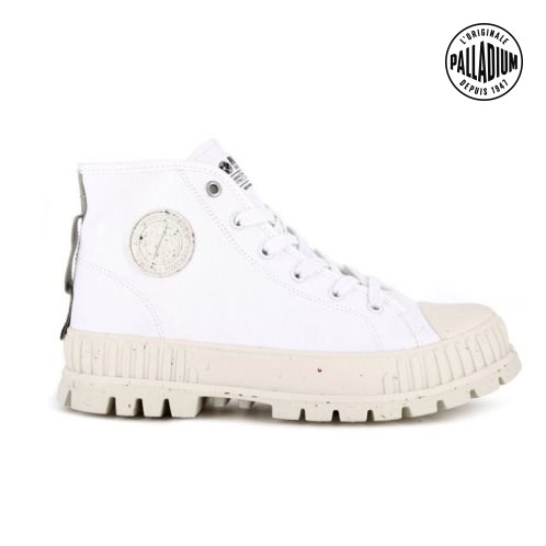 Palladium Pallashock Mid Organic Stiefel Herren Weiß | CH-9MJG1
