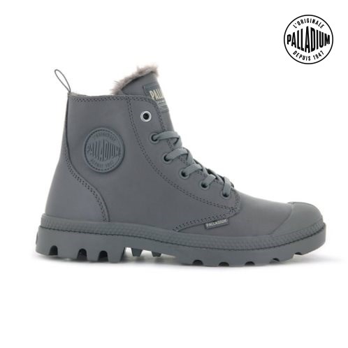 Palladium Pampa Hi Zip Leather S Stiefel Damen Grau | CH-1IGZ6