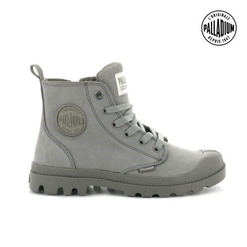 Palladium Pampa Hi Zip Nubuck Stiefel Damen Grau | CH-1SWM4