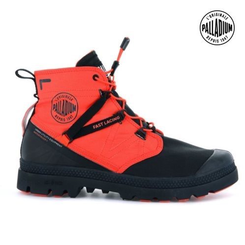 Palladium Pampa Travel Lite+ Wasserdichte Stiefel Damen Schwarz Orange | CH-5WSA6