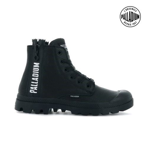 Palladium Pampa Ubn Zips Leather Stiefel Damen Schwarz | CH-7OXP6