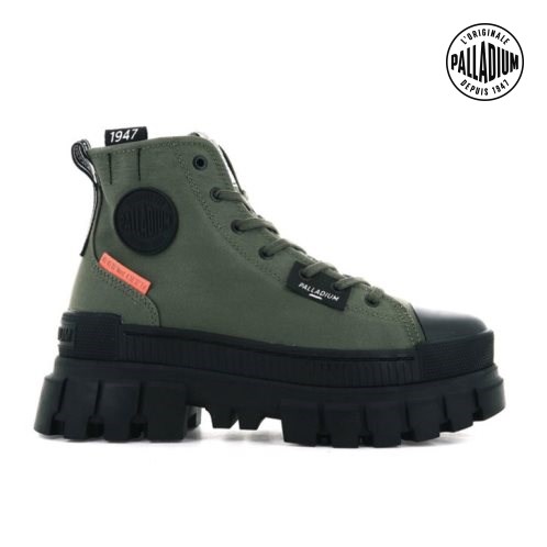 Palladium Revolt Hi TX Plateauschuhe Damen Olivgrün | CH-0VBN5