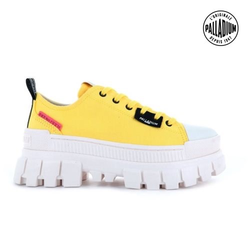 Palladium Revolt LO TX Plateauschuhe Damen Weiß Gelb | CH-2GOT1