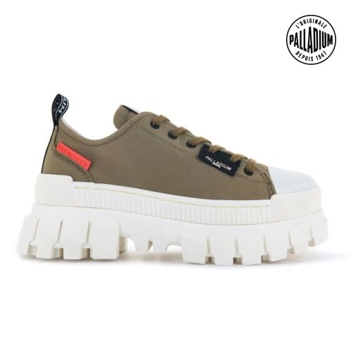 Palladium Revolt LO TX Plateauschuhe Damen Olivgrün | CH-7YBX1